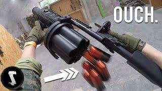 Airsoft Players get F@#€D UP by Painful 40mm Grenade Launcher