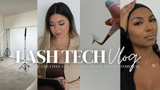 DAYS IN THE LIFE OF A LASH TECH VLOG  NEW BACKDROP + CONTENT CREATING