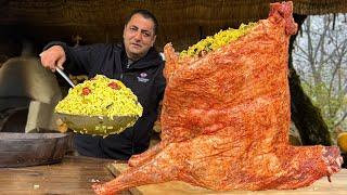 10kg Azerbaijani Pilaf Cooked Inside 15kg of Lamb Life in the mountains