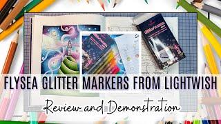 Review Swatch and Demo  Flysea Glitter Markers from Lightwish #adultcoloring