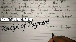 Acknowledgement format-Receipt of PaymentLetter writingHandwritingAcknowledgement slip