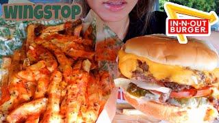 ASMR WINGSTOP IN-N-OUT CAR MUKBANG ANIMAL STYLE CHEESE BURGER VOODOO FRIES EATING SOUNDS 먹방 Twilight