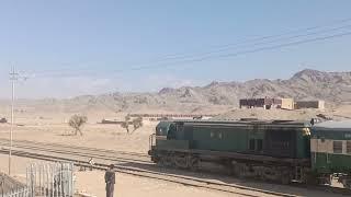 ZehdanIran to Quetta Pak train at Noshki railway station  for crossing other up coming train 