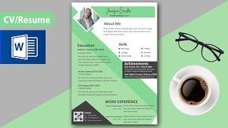 How to create attractive resume template design in ms word  CV design in microsoft word