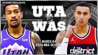 Utah Jazz vs Washington Wizards Full Game Highlights  Mar 4  2024 NBA Season