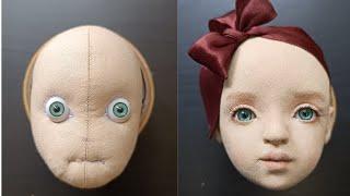 Лицо текстильной куклы. Процесс.The face of a textile doll. The process of work.