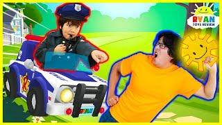 Tag with Ryan Game Challenge with New Police Car and Characters Ryan vs Daddy and Mommy