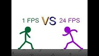 1 FPS VS 24 FPS Stickman Fight