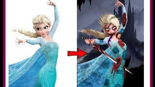 Disney Princess Elsa horror transformation  Elsa Frozen as Zombie Halloween makeup