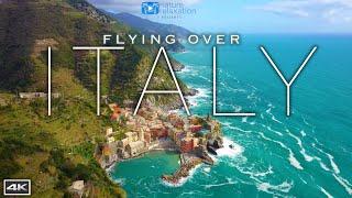FLYING OVER ITALY 4K Cinque Terre Coast by Drone + Light Ambient Music & Ocean  Nature  Sounds