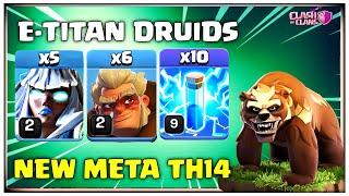 New Meta TH14 Zap Electro Titan Attack With Druids in Clash of Clans