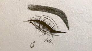 How to draw a easy crying eye 