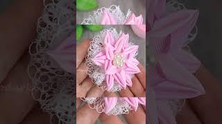 Цветы из лент  #diy #craft  #bows #flowers