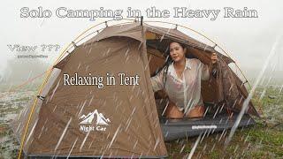 Solo Camping In Heavy Rain  thunderstorms - Relaxing Satisfy  - Nature Sounds  - ASMR