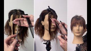 How to cut and style Layer Bangs  Bottleneck Bangs Haircut Tutorial