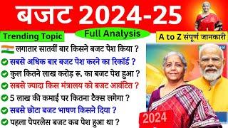 बजट 2024 Gk  Budget 2024 important Questions  Budget 2024 MCQ  Current Affairs 2024