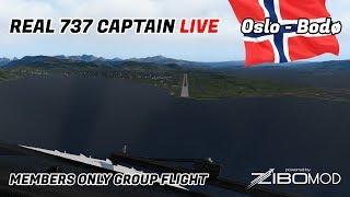 REAL 737 Pilot LIVE   MEMBERS GROUP FLIGHT #4  Oslo - Bodø  X-Plane 11