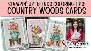 Stampin Blends coloring & shading on Country Flowers bundle with Patty