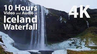4K HDR 10 hours - Iceland Waterfall - relaxing gentle calming
