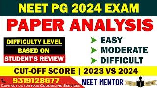 NEET PG 2024 Exam Paper Analysis ll Students review ll Moderate level Normalisation #neetpg2024