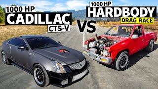 1000hp Cadillac CTS-V drag races Turbo LS-Swapped Nissan Hardbody