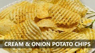 Crispy Potato Chips Recipe  Cream & Onion Flavour Me Banaye Aloo Chips  How To Make Potato Chips