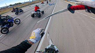 Fast 100+ Motorcycle Stunt Ride In Denver