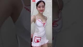 Beautiful girl dancing with nurse uniform so hot girl