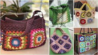 Crochet flower pattern boho style bagtote bagshoulder bag designs