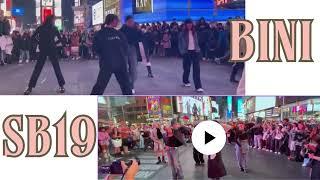 BINI x SB19 Side by Side Performance NYC Times Square Busking