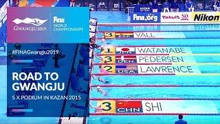 5 medalists on the podium Kazan 2015  FINA #epicmoment