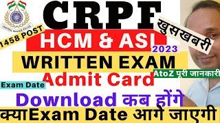 CRPF HCM Admit Card Download 2023  CRPF HCM Written Exam Admit Card Download 2023  CRPF HCM 2023