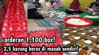 Perdana ngerjain orderan sebanyak 1.100 nasi box 25 karung beras di masak sendiri