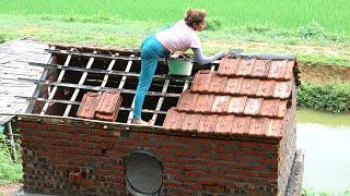 Technique for building pig barn with red bricks and cement - BUILD LOG CABIN