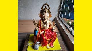 ganpati idol painting at homenatural clay ganesh murti coloringganesh chaturthi