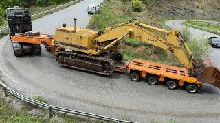 Transporting The Caterpillar 245 Excavator With Goldhofer Trailer - Fasoulas Heavy Transports - 4k