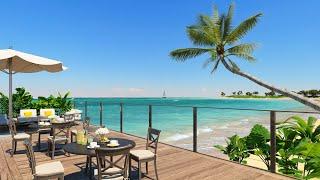 Relaxing Jazz Music and Smooth Sea Waves to Relax in the Beach  Coffee Shop by the Sea