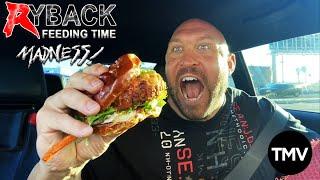 The Modern Vegan Monster Buffalo Burger with Sweet Potato Fries Ryback Feeding Time Madness