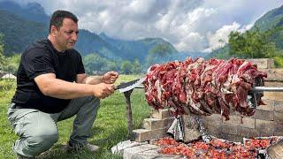 Butchering a Young Lamb for cooking Shawarma Grilled Meat