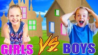 Girls VS Boys Teams Race to Build the Best Giant Box Fort