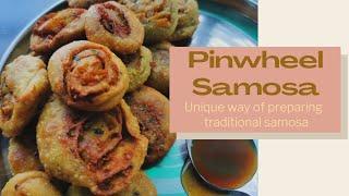 गव्हाच्या पिठाचा पिनव्हील समोसा  Wheat flour Pinwheel Samosa Party snacks  Tiffin recipe