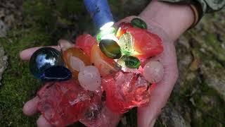 Large emerald and ruby excavation site abandoned mine ruins crystals