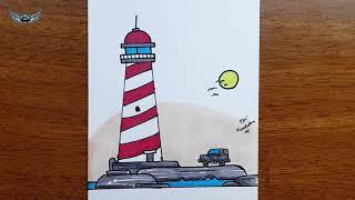 Kolay deniz feneri çizimi - basit güzel ve kolay çizimler