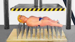 Stretch Armstrong on Nail Beds Hydraulic Press Experiment