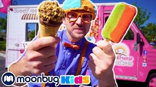 BLIPPI Explores an Ice Cream Truck  Nursery Rhymes & Kids Songs  Moonbug Kids Play and Learn