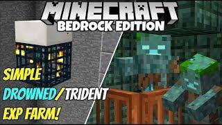 Minecraft Bedrock Simple Drowned And Trident EXP Farm Tutorial MCPE Xbox PC