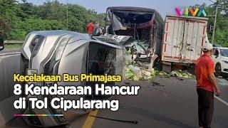 Breaking News BUS PRIMAJASA Meleng Tabrak 8 Mobil di Tol Cipularang