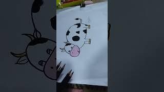 Making drawing of COW  by using letter COW #shorts