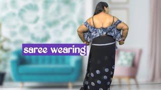 How to wear black saree and black bra for fashion  New model expression video  hot saree modeling
