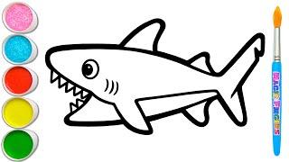 Shark Drawing Painting and Coloring for Kids Toddlers  How to Draw Sea Animals #268